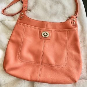 Coral Coach Satchel purse with Silver Detail